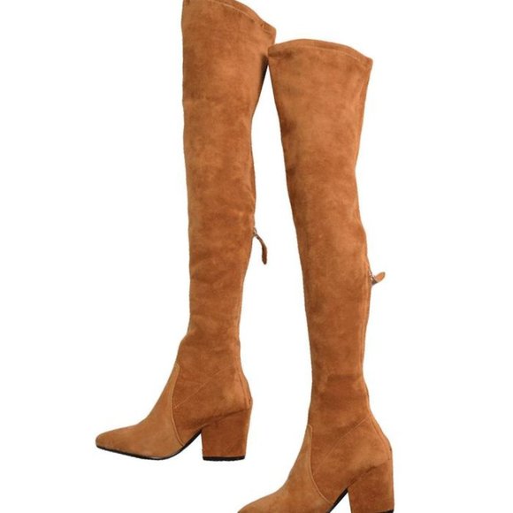 Shoes - NWOT-Marlo Tan over the Knee Suede Leather Boots